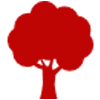 A red tree is shown on the green background.